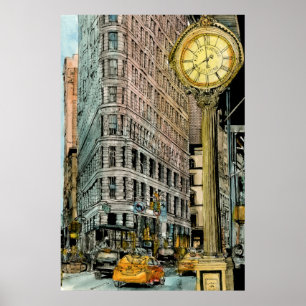 Ziele Vintage Fifth Avenue Uhr Poster