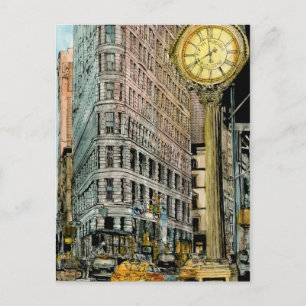 Ziele Vintage Fifth Avenue Uhr Postkarte