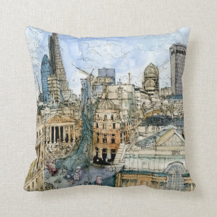 Ziele Watercolor Vintage London Straße Kissen