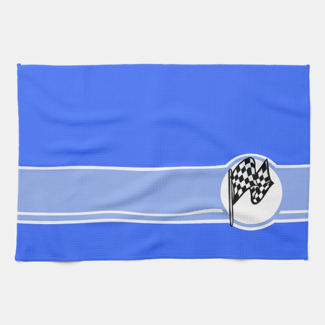 Zielflagge; Blau Geschirrtuch (Horizontal)