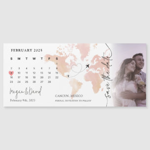 Zielkarte Kalender Foto Herzstück Save the Date Magneteinladung