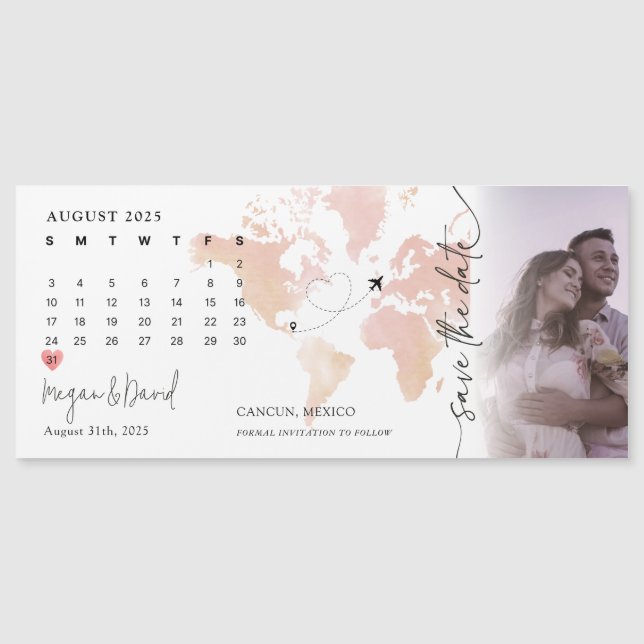 Zielkarte Kalender Foto Herzstück Save the Date Magneteinladung (Vorderseite)