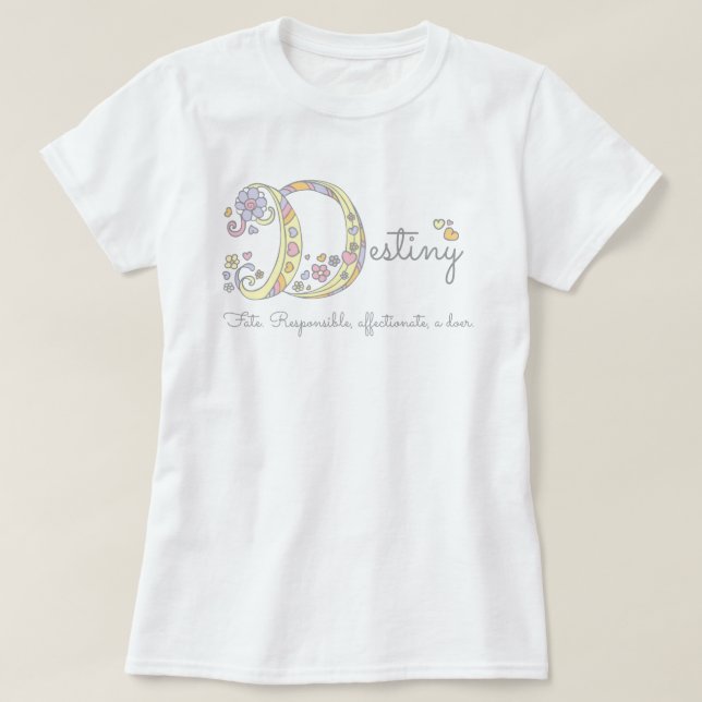 Zielmädchen D-Name bedeutet Monogramm-T T-Shirt (Design vorne)