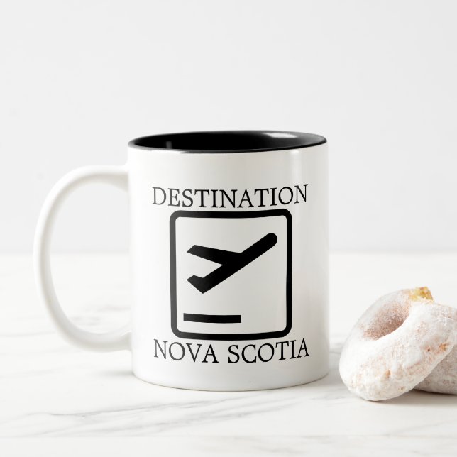 Zielort an der Ostküste Nova Scotia Schussbecher Zweifarbige Tasse (Mit Donut)
