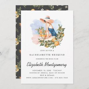 Zielort Bachelorette Wochenende Zitrusfrüchte Einladung