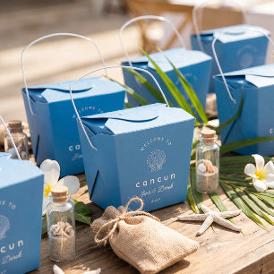 Zielort Hochzeit Blau Cancun Geschenkschachtel