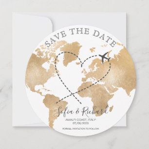 Zielort Save the Date Passport World Map Foto Einladung