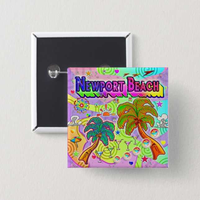 Zielschaltfläche für Newport Beach-Urlaub Button (Vorne & Hinten)