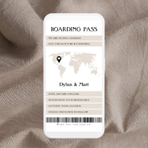 Zielseite: Beige Electronic Boarding Pass Save The Date