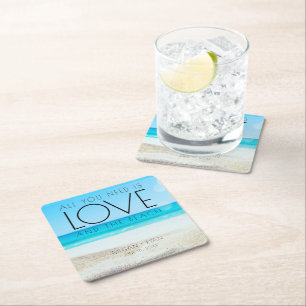 Zielstrandhochzeit Rechteckiger Pappuntersetzer