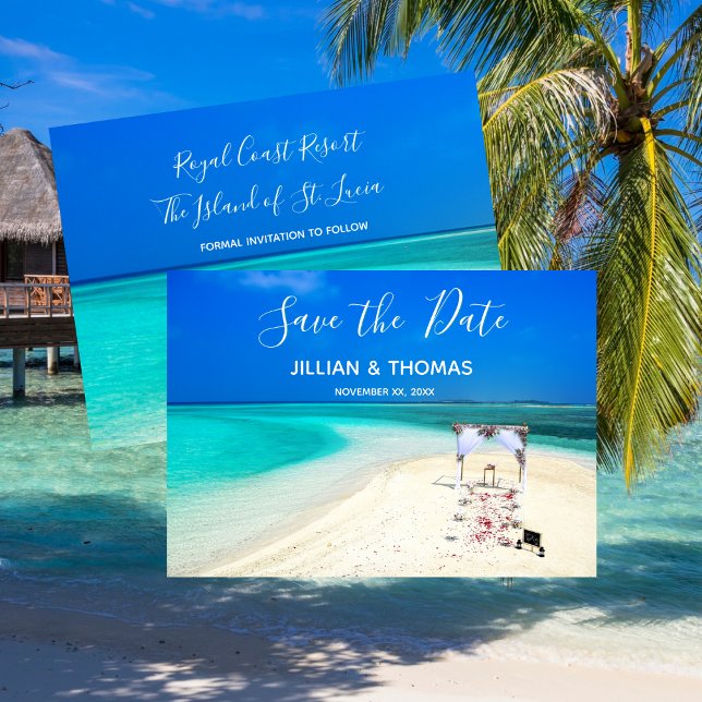 Zielstrandhochzeit Rett-the-Date Einladung (Destination Beach Wedding Save-The-Date Invitation)