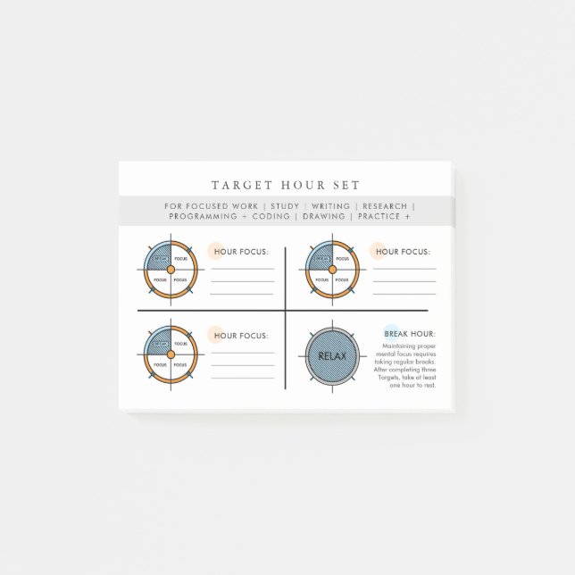 Zielstundenfokus-Set Post-it Klebezettel (Vorderseite)