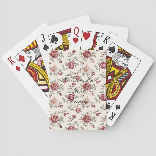 Ziemlich Chic Rote Creme Blumen  Spielkarten (Rückseite)