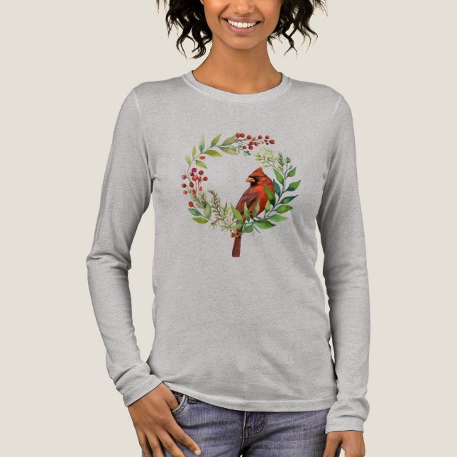 Ziemlich klassischer Kardinalroter Vogel Tri-Blend Shirt (Vorderseite)
