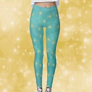 Ziemlich lebendiges Türkis mit goldenen leuchtende Leggings
