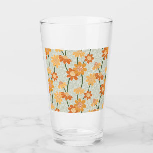 Ziemlich retro-gedämpfte Blumen der 1970er Jahre Glas