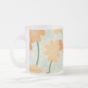 Ziemlich retro-gedämpfte Blumen der 1970er Jahre Mattglastasse
