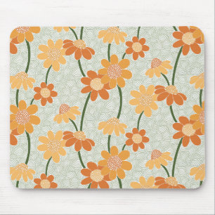 Ziemlich retro-gedämpfte Blumen der 1970er Jahre Mousepad