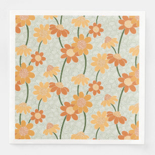 Ziemlich retro-gedämpfte Blumen der 1970er Jahre Serviette