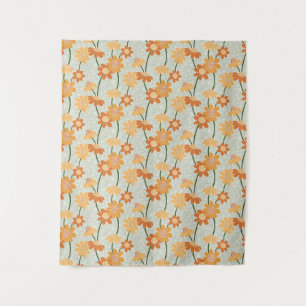 Ziemlich retro gedämpfte Blumen der 1970er Jahre Wandteppich