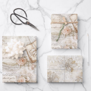 Ziemlich Romantische Elfenbein Schamesröte Rosen L Geschenkpapier Set