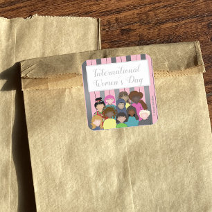 Ziemlich Rosa und Silber Internationaler Frauentag Quadratischer Aufkleber