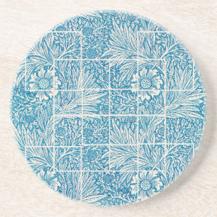 Zierblau-Weiß-Blumenmuster Sandstein Getränkeuntersetzer