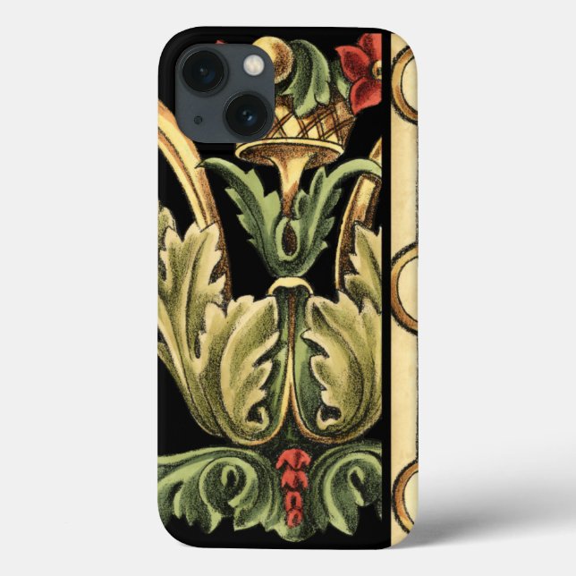 Zierblumendesign an schwarzen Grenzen Case-Mate iPhone Hülle (Rückseite)