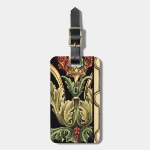 Zierblumendesign an schwarzen Grenzen Gepäckanhänger