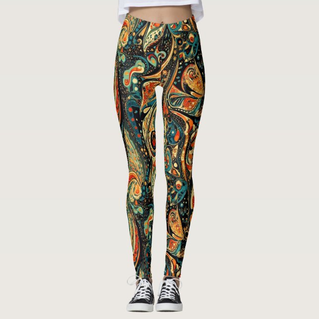 Zierblumenmuster Leggings (Vorderseite)