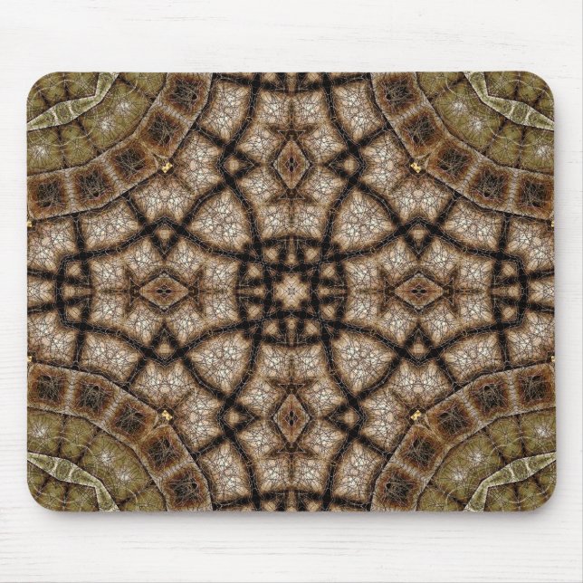 Zierbraun und grüner Hartglas Mandala Mousepad (Vorne)