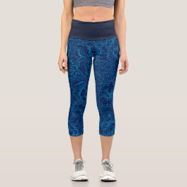 Zierdamaske Blumenmuster Capri Leggings