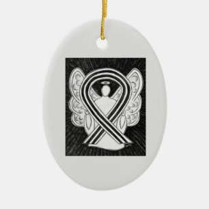 Zierdekorationen aus dem Angel mit weißem und schw Keramikornament