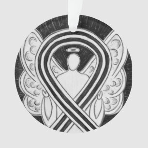 Zierdekorationen aus dem Angel mit weißem und schw Ornament