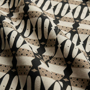 Zierelegantes Schwarz-Beige Geometrisches Muster Stoff