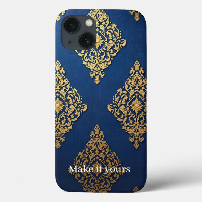 Ziergolden auf Blue Phone Case - Fügen Sie einen N (Rückseite)