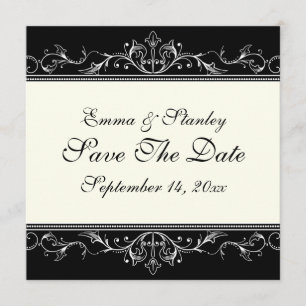 Ziergrenze Save the Date Schwarz-weiß