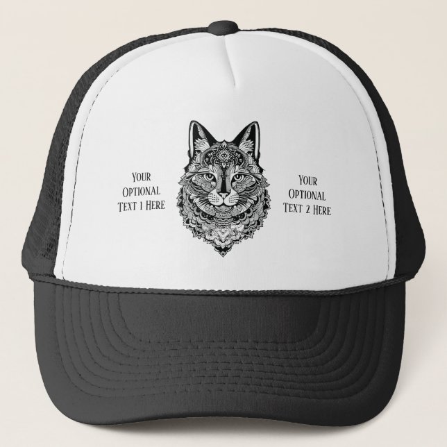 Zierkatze mit benutzerdefiniertem Text Truckerkappe (Vorderseite)