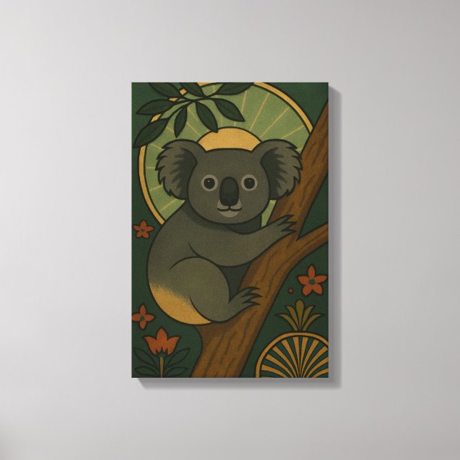 Zierkoala in Botanischer Mandala Leinwanddruck (Vorderseite)