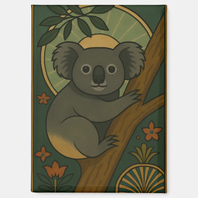 Zierkoala in Botanischer Mandala Magnet (Vorderseite)
