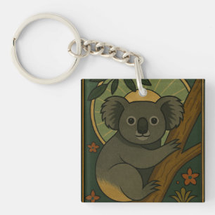 Zierkoala in Botanischer Mandala Schlüsselanhänger