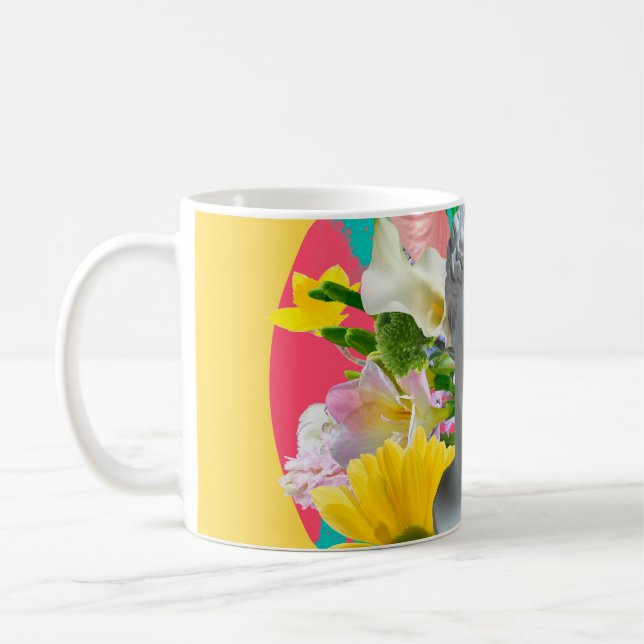 Zierlich. Kollage mit Gipskopfstütze-Isolation Kaffeetasse (Links)