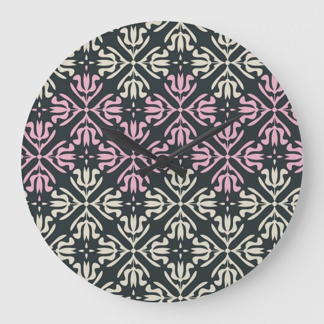 Zierlich Vintag: Nahtloses elegantes Design. Große Wanduhr (Vorderseite)