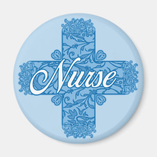 Zierliche Blue Nurse Kreuz Magnet