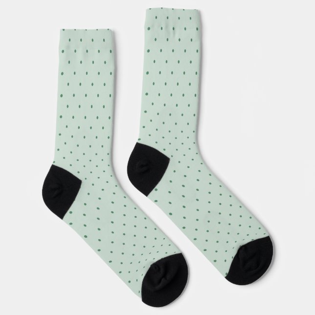 Zierliche grüne Tupfenmuster auf hellgrünem Hinter Socken (Rechts)