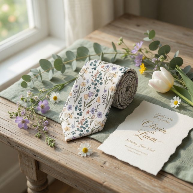 Zierliche Pastell-Wildblumen Krawatte (Von Creator hochgeladen)