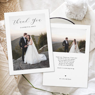 Zierliche Schrift Foto Hochzeit Danksagungskarte Dankeskarte