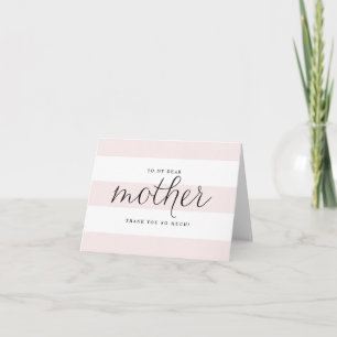 Zierliche Schrift & rosa Streifen Mutter Hochzeit  Dankeskarte
