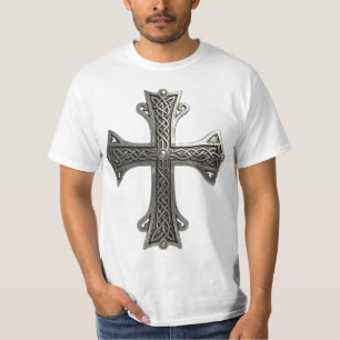 Zierliches keltisches Silberkreuz mit komplizierte T-Shirt
