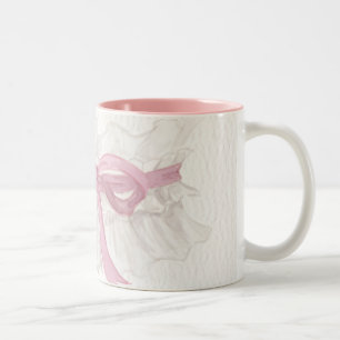 Zierliches Rosa-Band-Coquette-Kaffeetasse Zweifarbige Tasse